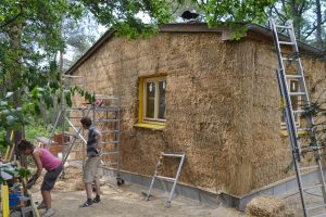 Straw Bale Wrapping in Plank