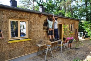 Straw Bale Wrapping in Plank