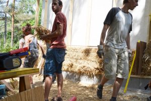 Straw Bale Wrapping in Plank